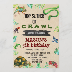 Invitación del cumpleaños del fiesta del reptil