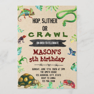 Invitación del cumpleaños del fiesta del reptil
