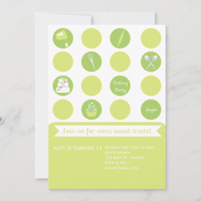 Invitación del cumpleaños del fiesta que cuece (Anverso)