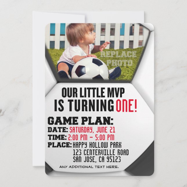 Invitación del cumpleaños del fútbol de "nuestro (Anverso)