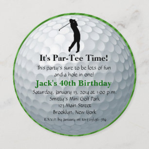 Invitación del cumpleaños del golf del hombre