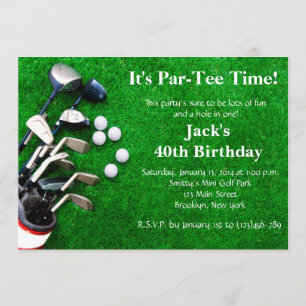 Invitación del cumpleaños del golf del hombre