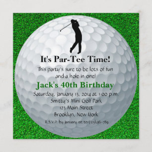 Invitación del cumpleaños del golf del hombre