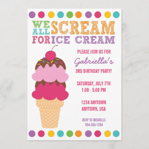 Invitación del cumpleaños del helado