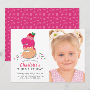 Invitación del cumpleaños del helado de la foto