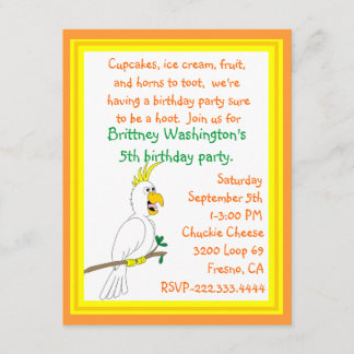Invitación del cumpleaños del loro
