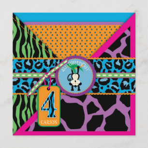 Invitación del cumpleaños del mono de la selva