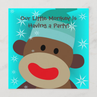 Invitación del cumpleaños del mono del calcetín