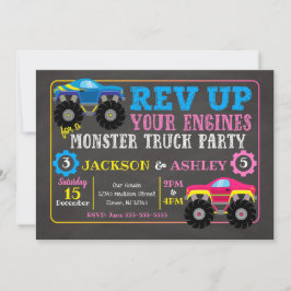 Invitación del cumpleaños del monster truck/chica