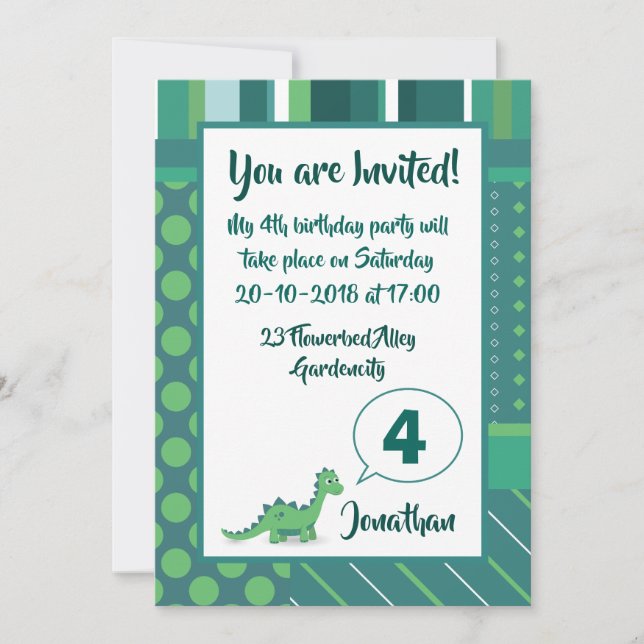 Invitación del cumpleaños del muchacho del (Anverso)