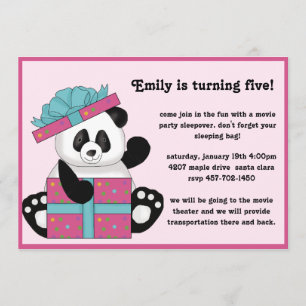 Invitación del cumpleaños del oso de panda