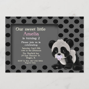 Invitación del cumpleaños del oso de panda de la