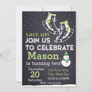 Invitación del cumpleaños del patín de hielo