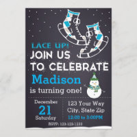 Invitación del cumpleaños del patín de hielo