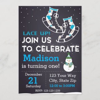 Invitación del cumpleaños del patín de hielo