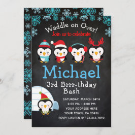 Invitación del cumpleaños del pingüino