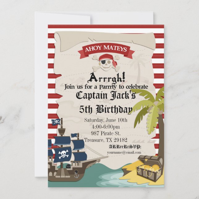 Invitación del cumpleaños del pirata (Anverso)