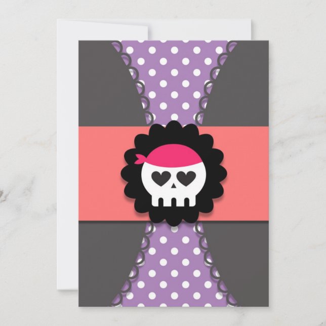 Invitación del cumpleaños del pirata del chica (Anverso)