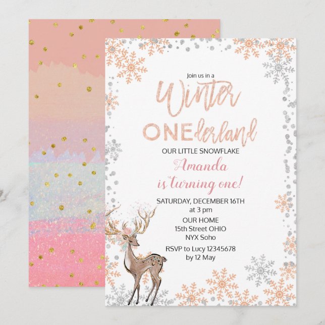 Invitación del cumpleaños del purpurina del rosa (Anverso / Reverso)