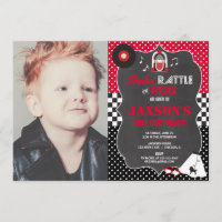 invitación del cumpleaños del rollo de la roca del