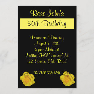 Invitación del cumpleaños del rosa amarillo