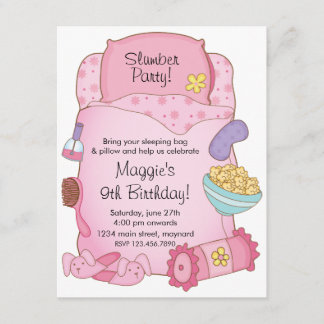 Invitación del cumpleaños del saco de dormir de