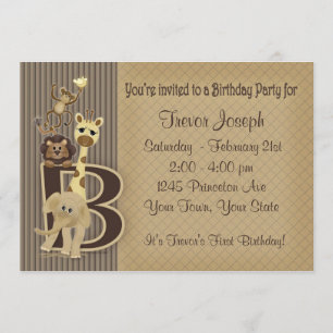 Invitación del cumpleaños del safari en marrones