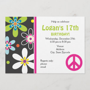 Invitación del cumpleaños del signo de la paz -