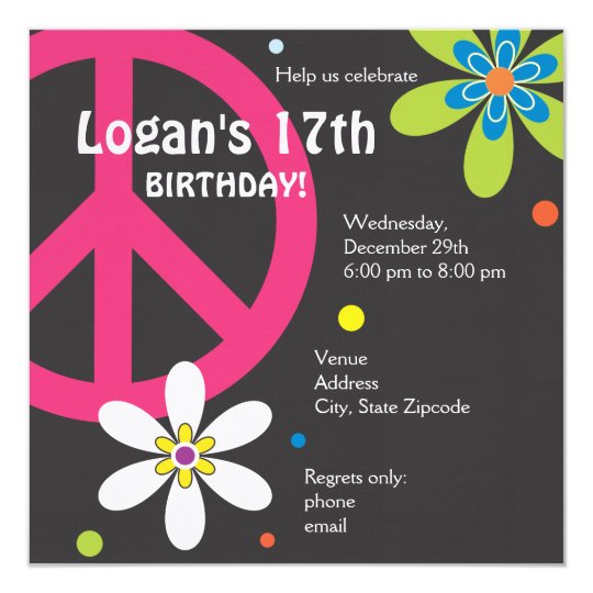 Invitación del cumpleaños del signo de la paz -
