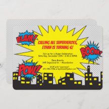 Invitación del cumpleaños del super héroe