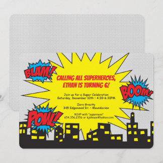 Invitación del cumpleaños del super héroe