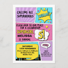 Invitación del cumpleaños del super héroe de los