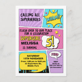 Invitación del cumpleaños del super héroe de los
