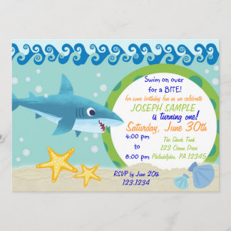 Invitación del cumpleaños del tiburón