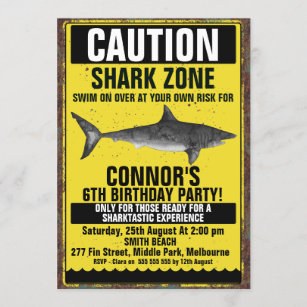 Invitación del cumpleaños del tiburón de la