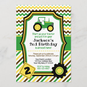 Invitación del cumpleaños del tractor con los