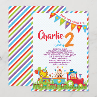 Invitación del cumpleaños del tren del circo