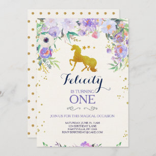 Invitación del cumpleaños del unicornio