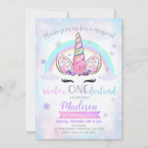 Invitación del cumpleaños del unicornio de