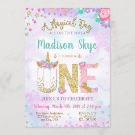 Invitación del cumpleaños del unicornio de la