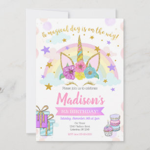 Invitación del cumpleaños del unicornio/fiesta