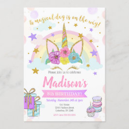 Invitación del cumpleaños del unicornio/fiesta