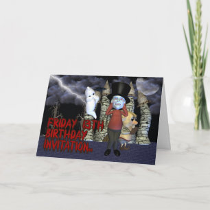 Invitación del cumpleaños del viernes 13, fantasma