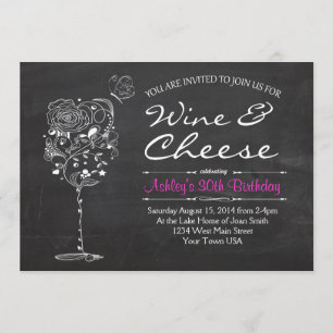 Invitación del cumpleaños del vino y del queso