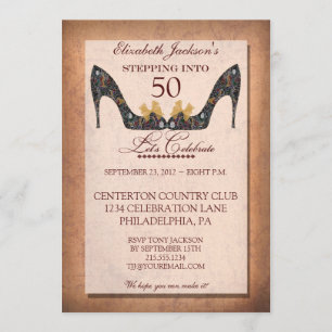 Invitación del cumpleaños del zapato floral del
