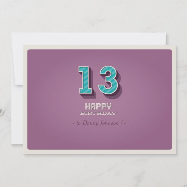 Invitación del cumpleaños - diseño púrpura del (Anverso)