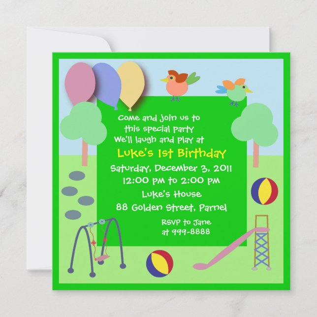 Invitación del cumpleaños: Patio 006 (Anverso)