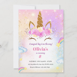 INVITACIÓN DEL CUMPLEAÑOS UNICORN