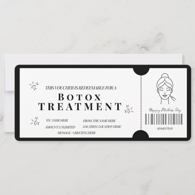 Invitación del cupón de tratamiento de Botox Minim (Anverso)