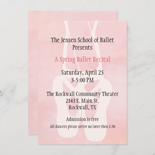 Invitación del decreto de la danza de la escuela (Anverso / Reverso)